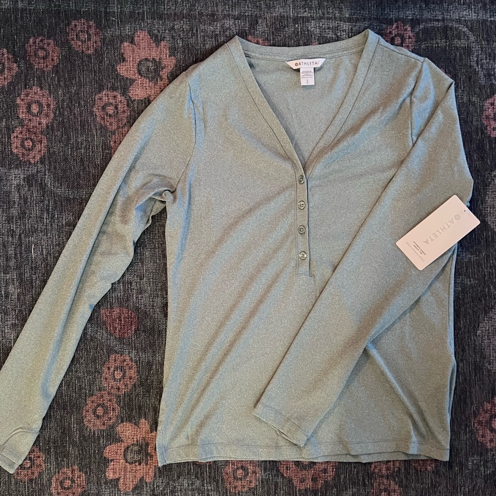 Athleta Uptempo Ribbed Henley Top